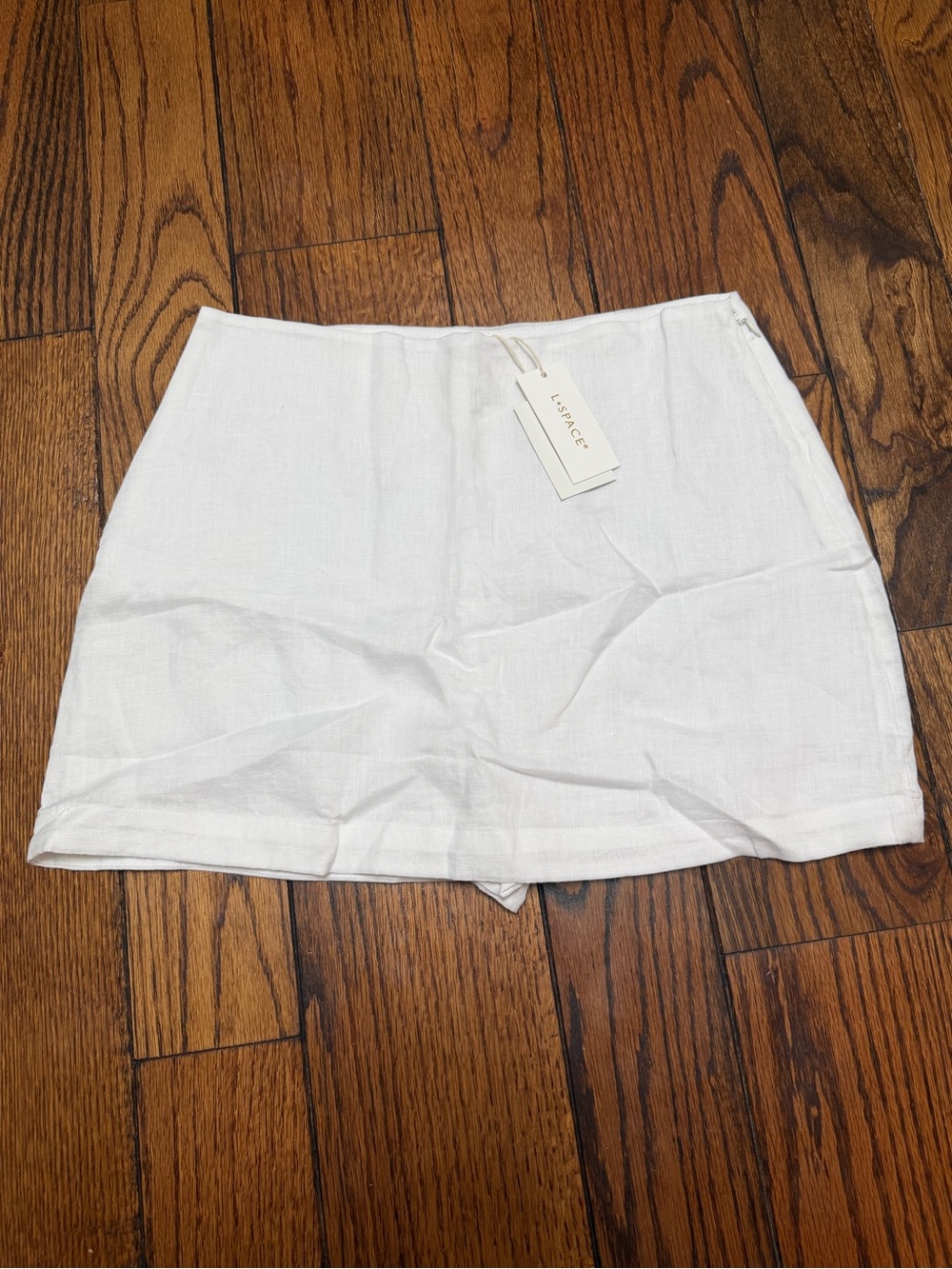 l*space White Linen Blend Women's Skort